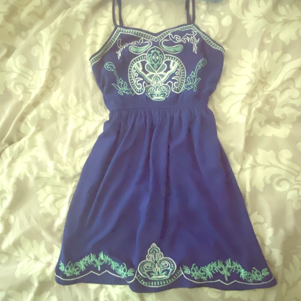 Pretty blue and aqua embroidered Dress